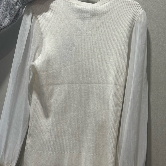 DKNY Cream Ribbed Knit Top - Picture 1 of 5